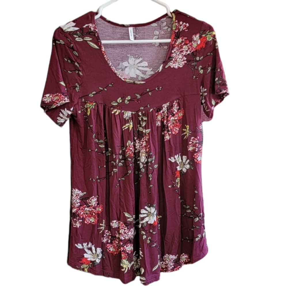 LONGYUAN Plum Floral Blouse